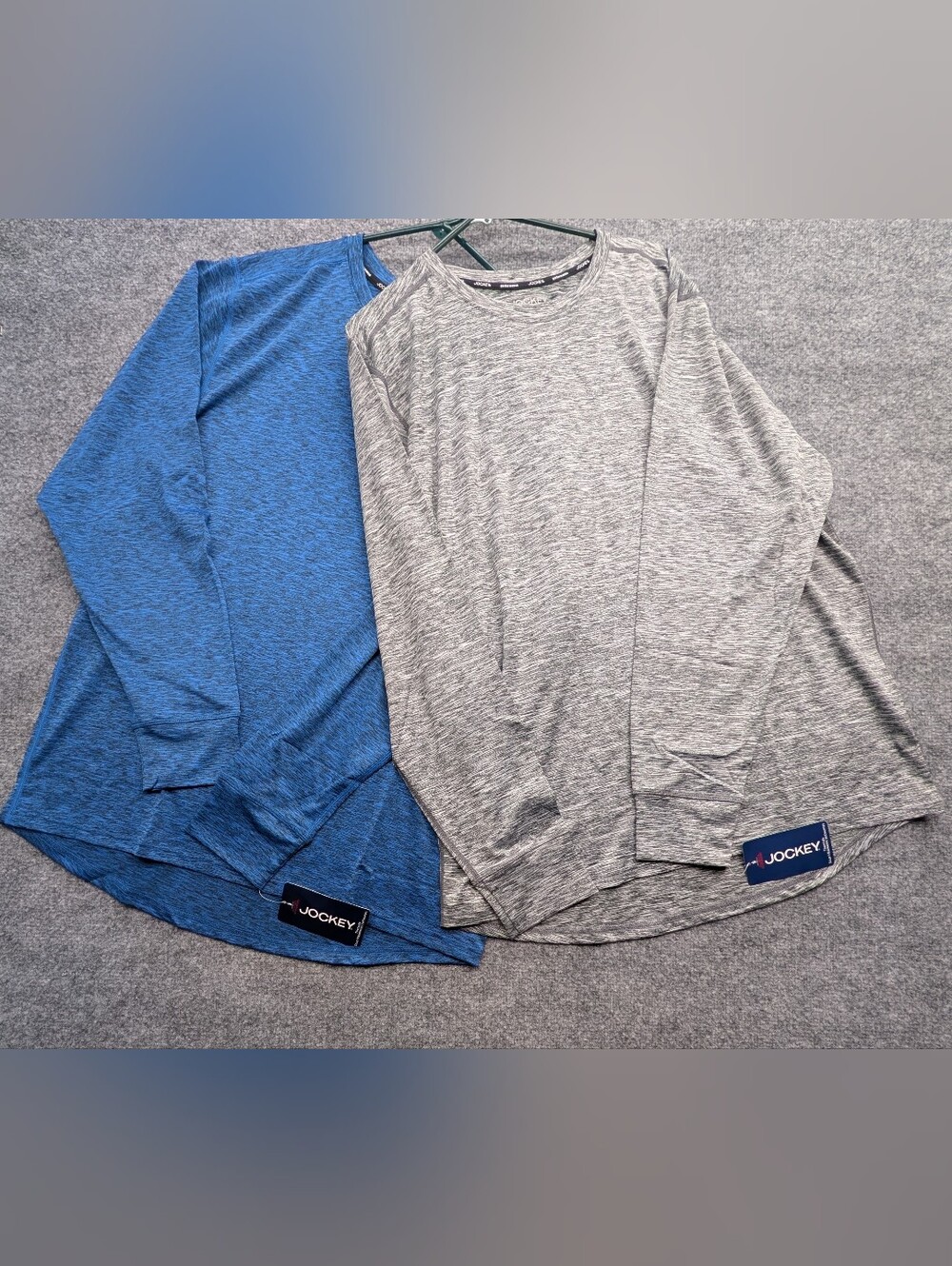 Jockey Thermal Sport Men's XXL Long Sleeve Blue/Black Lght/Drk Gray NWT Lot Of 2